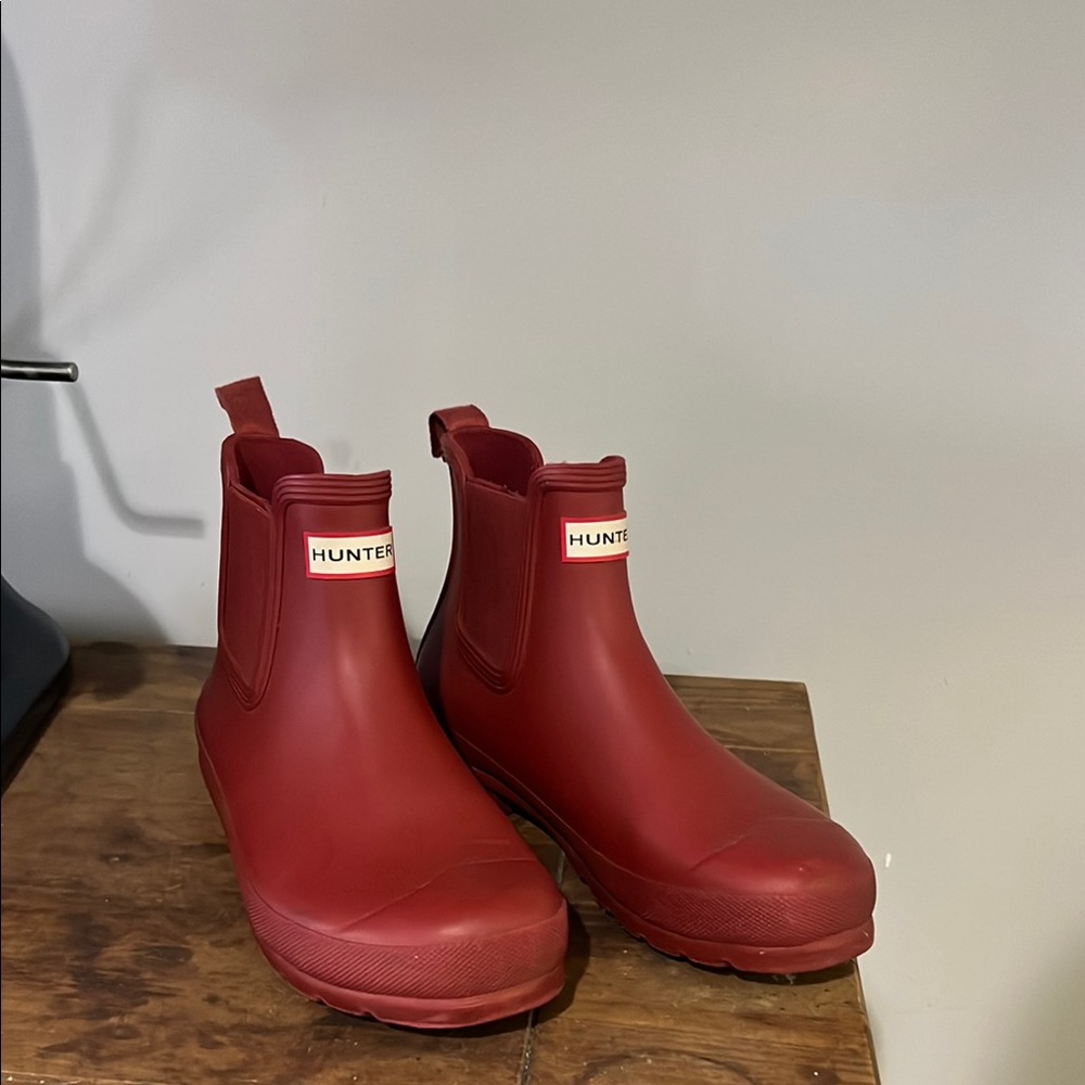 Hunter Red Chelsea Rain Boots